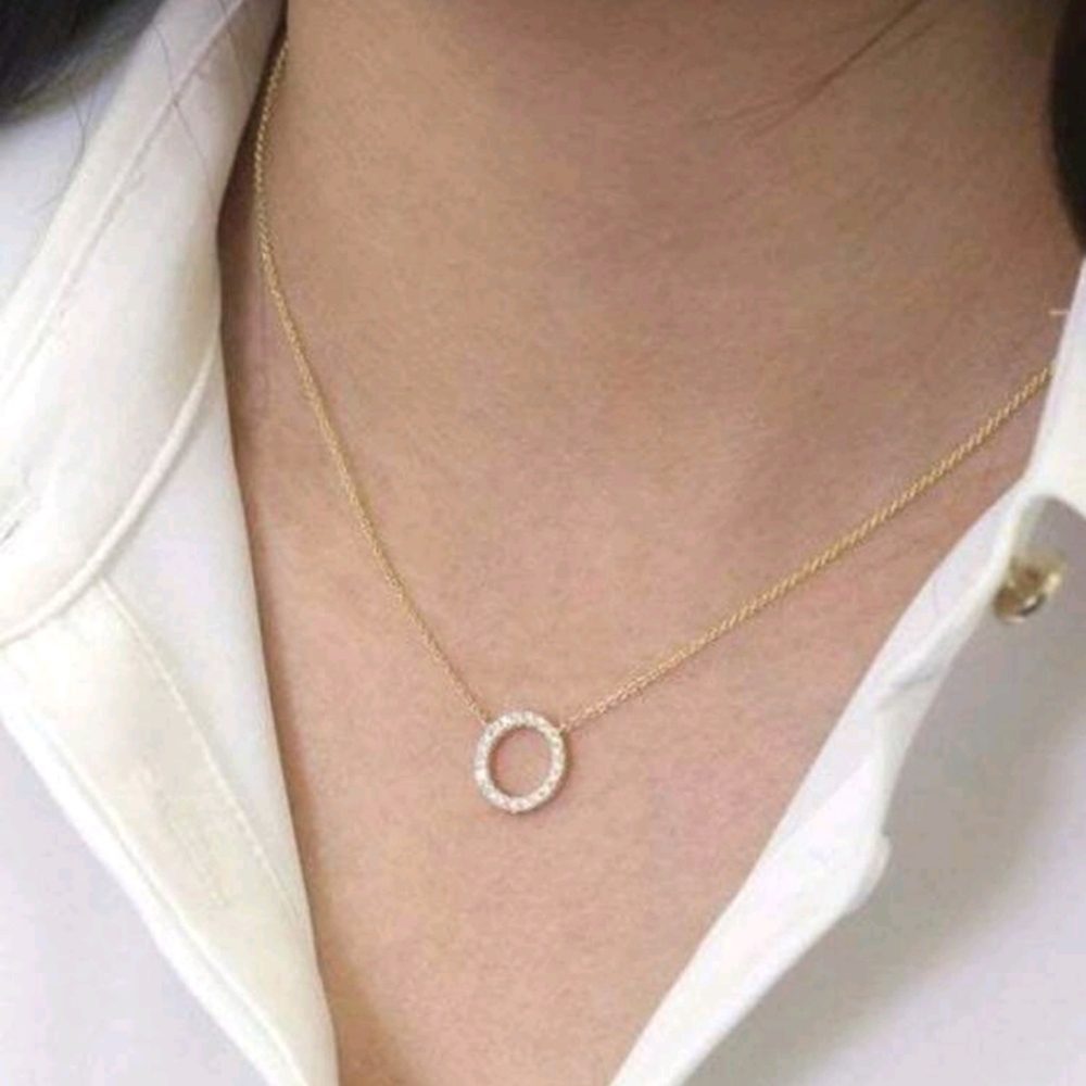 NEW 18k Gold Plated Cubic Zirconia Stainless Steel Necklace